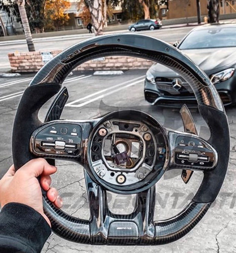 W213 E63 S Carbon Steering Wheel - includes LED screen!